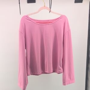 SHEIN Pink Boatneck Long Sleeve Top